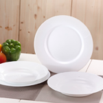 Classic White Ceramic Dinner Plate Set (3 Pieces)