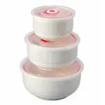 Geometric Pattern Ceramic Nesting Bowls with Lids (Set of 3)