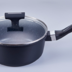 White Speckled Non-Stick Saucepan with Glass Lid