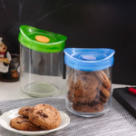 Mobil Super Branded Clear Glass Storage Jars with Lids