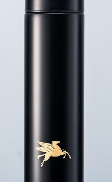 Mobil Pegasus Logo Black Insulated Travel Flask